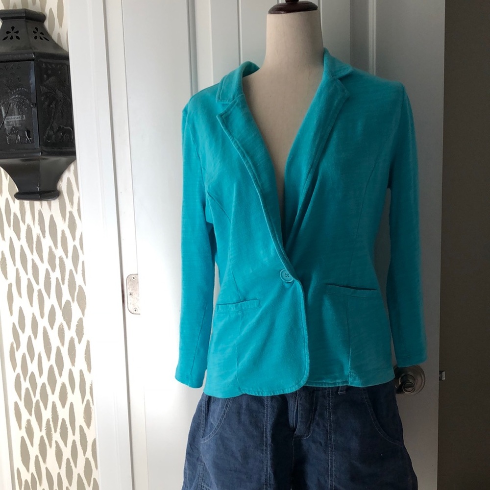 Aqua sweatshirt blazer